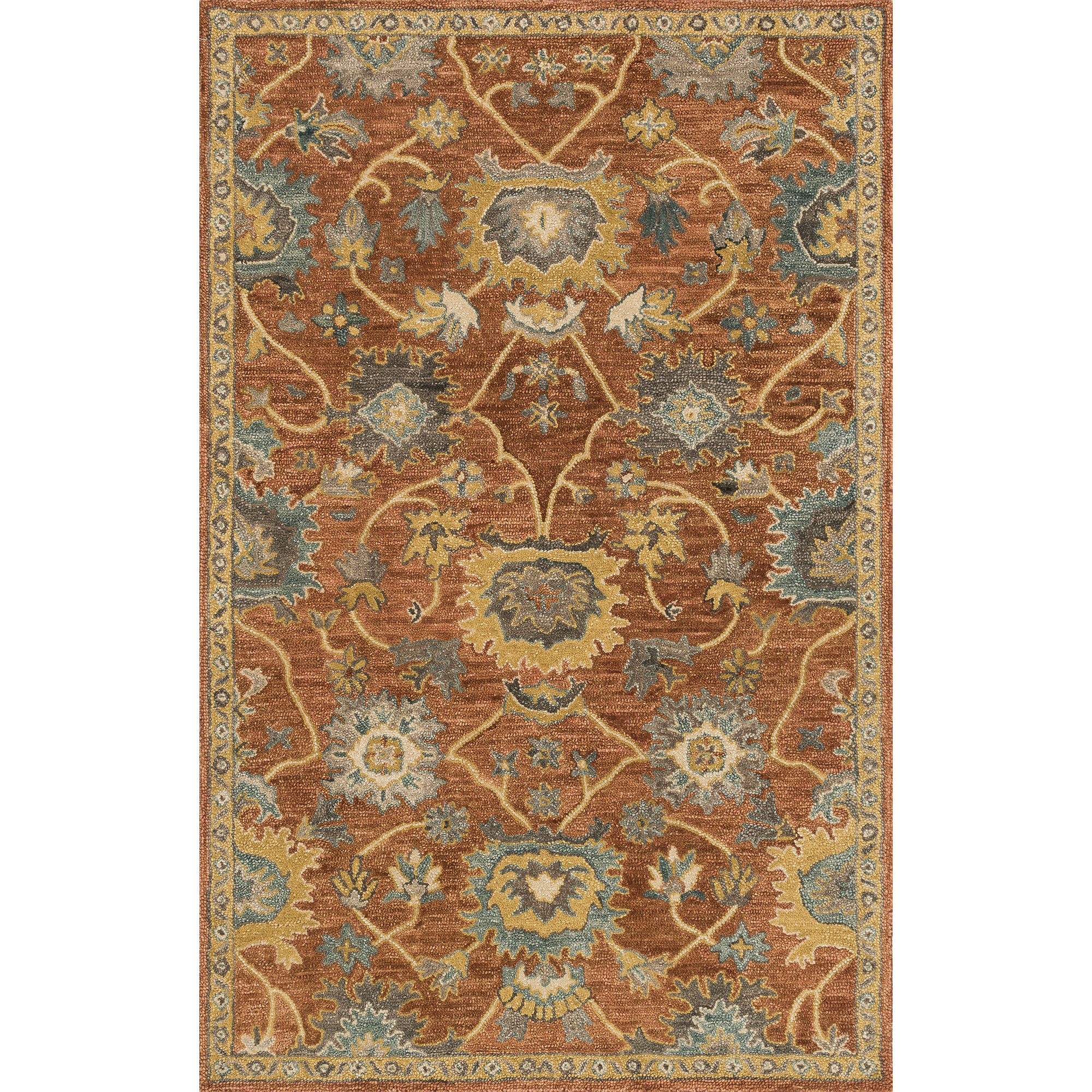 Lena Rust/Gold Area Rug & Reviews Joss & Main